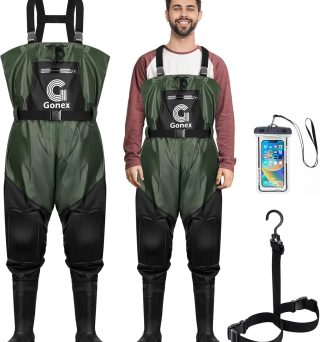 Gonex Chest Waders for Men Women Waterproof 2-Ply PVC Waders for Fishing Duck Hunting with Boot Hanger