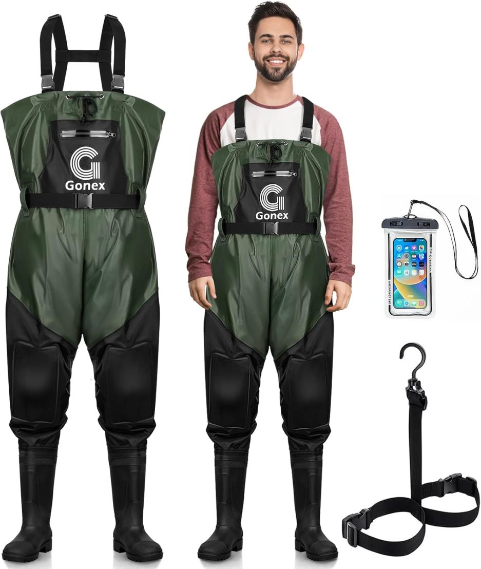 Gonex Chest Waders for Men Women Waterproof 2-Ply PVC Waders for Fishing Duck Hunting with Boot Hanger