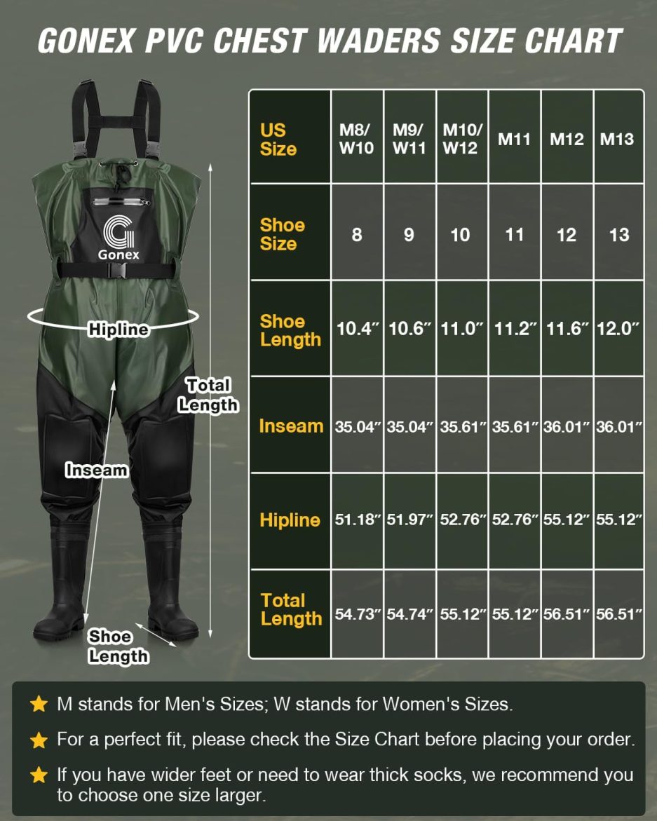 Gonex Chest Waders for Men Women Waterproof 2-Ply PVC Waders for Fishing Duck Hunting with Boot Hanger - Image 5