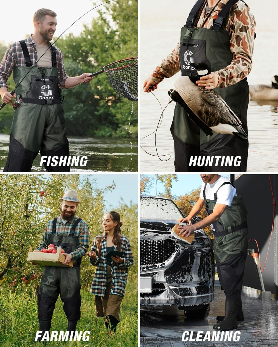 Gonex Chest Waders for Men Women Waterproof 2-Ply PVC Waders for Fishing Duck Hunting with Boot Hanger - Image 6