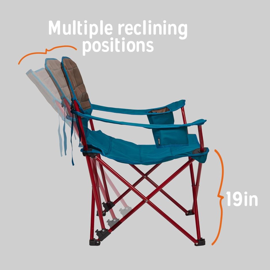 Kelty Deluxe Lounge Chair – Folding Outdoor Camp Chair, Insulated Cupholders, Customized Recline, Steel Frame, Padded Roll Storage, 2024 (Deep Lake) - Image 4