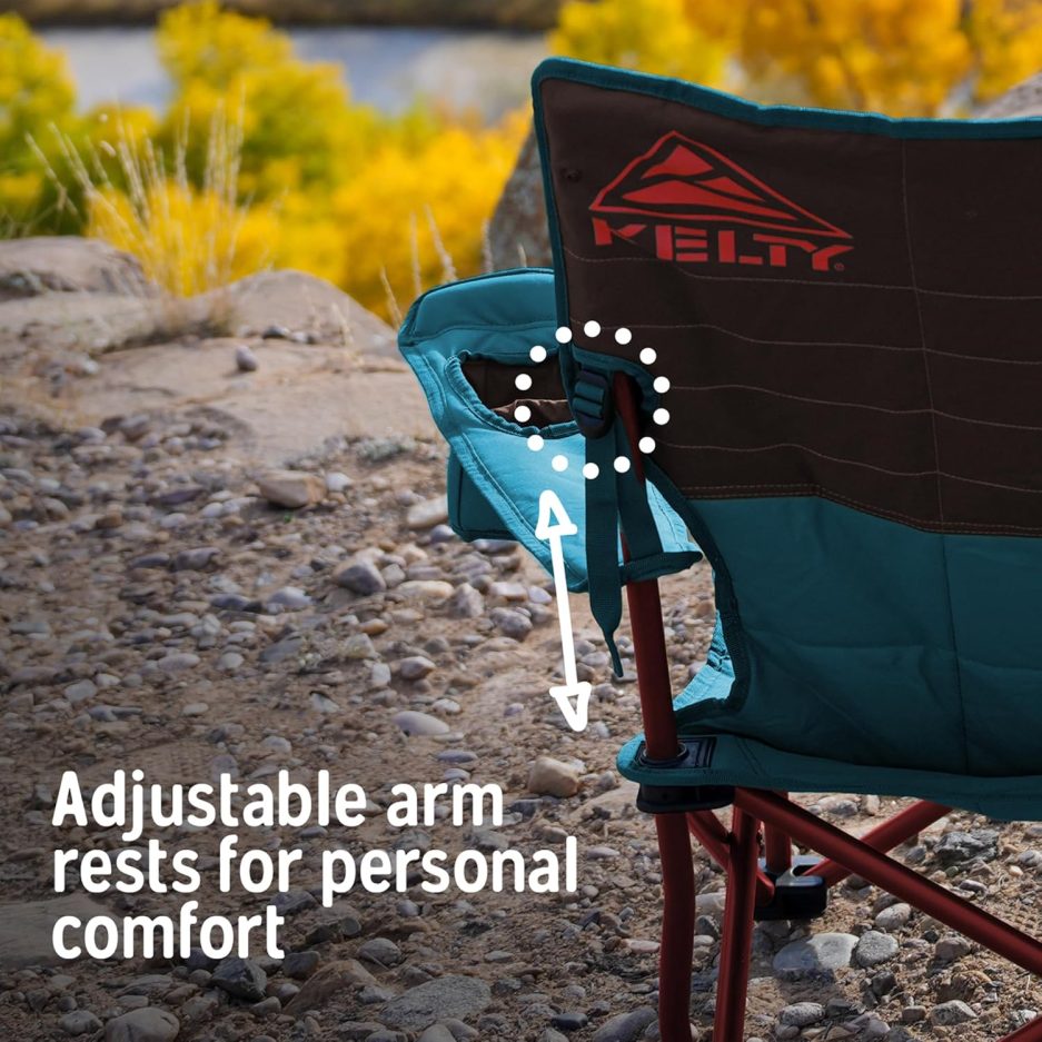 Kelty Deluxe Lounge Chair – Folding Outdoor Camp Chair, Insulated Cupholders, Customized Recline, Steel Frame, Padded Roll Storage, 2024 (Deep Lake) - Image 6