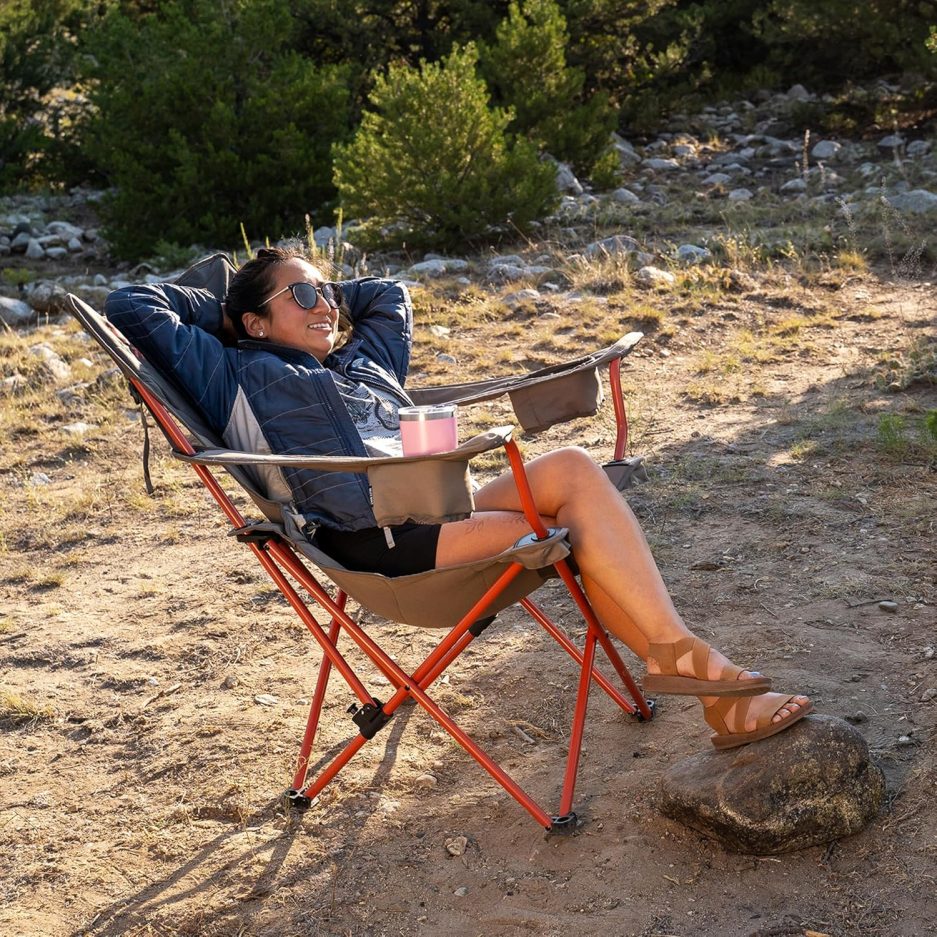 Kelty Deluxe Lounge Chair – Folding Outdoor Camp Chair, Insulated Cupholders, Customized Recline, Steel Frame, Padded Roll Storage, 2024 (Deep Lake) - Image 9